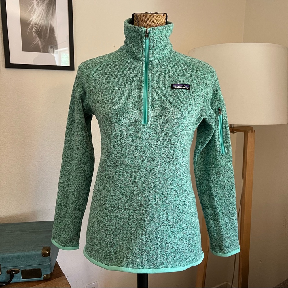 Patagonia Womens Better Sweater Mint Green Fleece 1/4 Zip Up Size XS